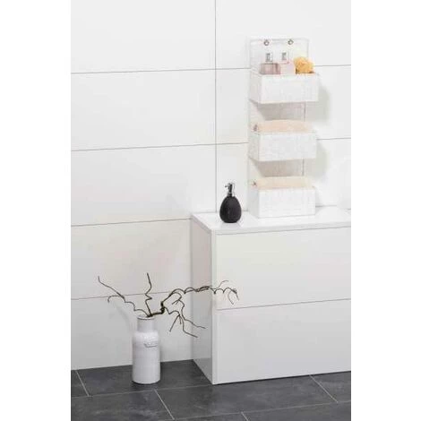 WENKO Organiseur De Salle De Bain à Suspendre Adria, Organisateur Suspendu 3 Paniers De Rangement, Polypropylène, 25x72x15,5 Cm, Blanc 6 WENKO Organiseur De Salle De Bain à Suspendre Adria, Organisateur Suspendu 3 Paniers De Rangement, Polypropylène, 25x72x15,5 Cm, Blanc – Image 4