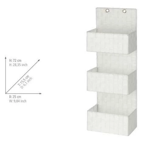 WENKO Organiseur De Salle De Bain à Suspendre Adria, Organisateur Suspendu 3 Paniers De Rangement, Polypropylène, 25x72x15,5 Cm, Blanc 7 WENKO Organiseur De Salle De Bain à Suspendre Adria, Organisateur Suspendu 3 Paniers De Rangement, Polypropylène, 25x72x15,5 Cm, Blanc – Image 5