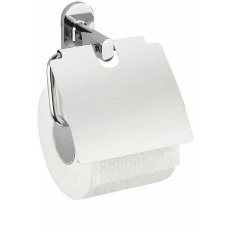 WENKO Support Papier Toilette Mural Puerto Rico, Porte Papier Toilette Avec Couvercle, Power-Loc® Fixation Sans Perçage, Zinc, 13,5x14x6,5 Cm, Brillant - Chromé 4 WENKO Support Papier Toilette Mural Puerto Rico, Porte Papier Toilette Avec Couvercle, Power-Loc® Fixation Sans Perçage, Zinc, 13,5x14x6,5 Cm, Brillant - Chromé – Image 2