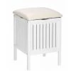 WENKO Tabouret Panier à Linge Oslo, Tabouret Salle De Bain Et Coffre à Linge, Bois Massif, 39x55x39 Cm, Blanc - Blanc -WENKO Soldes 6579146 1