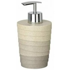 WENKO Distributeur Savon Liquide Cuzco à Relief, Capacité 200ml, Polyrésine, Ø 8x15 Cm, Beige - Gris - Gris