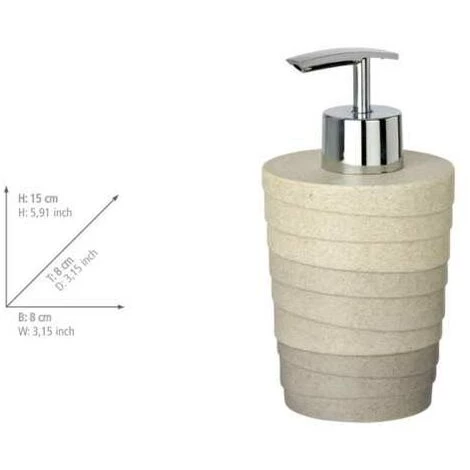 WENKO Distributeur Savon Liquide Cuzco à Relief, Capacité 200ml, Polyrésine, Ø 8x15 Cm, Beige - Gris - Gris 4 WENKO Distributeur Savon Liquide Cuzco à Relief, Capacité 200ml, Polyrésine, Ø 8x15 Cm, Beige - Gris - Gris – Image 2