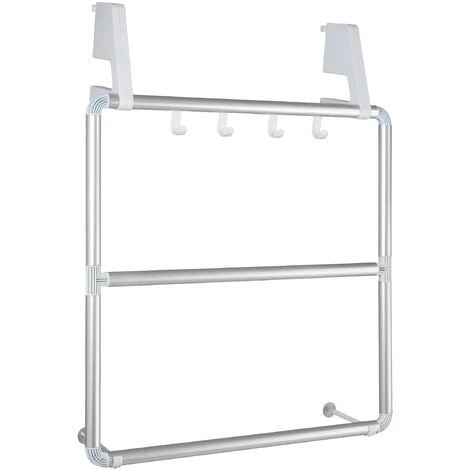 WENKO Porte Serviettes à Suspendre Pour Cabine De Douche Compact, Porte Serviette Pour Porte, Aluminium, 62,5x78x14,5 Cm, Brillant 3 WENKO Porte Serviettes à Suspendre Pour Cabine De Douche Compact, Porte Serviette Pour Porte, Aluminium, 62,5x78x14,5 Cm, Brillant