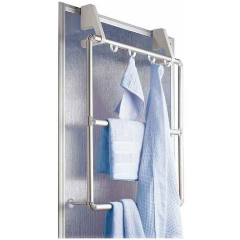 WENKO Porte Serviettes à Suspendre Pour Cabine De Douche Compact, Porte Serviette Pour Porte, Aluminium, 62,5x78x14,5 Cm, Brillant 4 WENKO Porte Serviettes à Suspendre Pour Cabine De Douche Compact, Porte Serviette Pour Porte, Aluminium, 62,5x78x14,5 Cm, Brillant – Image 2