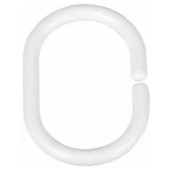 WENKO Anneaux Pour Rideau De Douche, Lot De 12 Anneaux De Douche Pour Suspendre Le Rideau De Douche à La Barre De Douche, Petit Format, Design Ovale, Plastique, 3x4,5 Cm, Blanc - Blanc