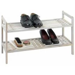 WENKO Étagère à Chaussures Bois, Norway Rangement Chaussures Bois à 2 Niveaux, Bois Naturel, 69x40,5x27 Cm, Blanc 8 WENKO Étagère à Chaussures Bois, Norway Rangement Chaussures Bois à 2 Niveaux, Bois Naturel, 69x40,5x27 Cm, Blanc -WENKO Soldes 6579182 3