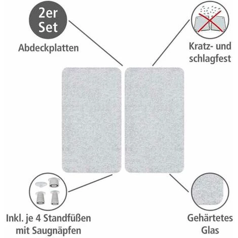 WENKO Protection Plaque De Cuisson En Verre, Protection Plaque Induction, Lot De 2, Verre Trempé, 50x32 Cm, Transparent 4 WENKO Protection Plaque De Cuisson En Verre, Protection Plaque Induction, Lot De 2, Verre Trempé, 50x32 Cm, Transparent – Image 2