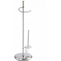 WENKO Serviteur WC 2en1 Adiamo, Brosse WC Et Dérouleur Papier Toilette, Acier - Verre, 28x88x28 Cm, Mat - Mat