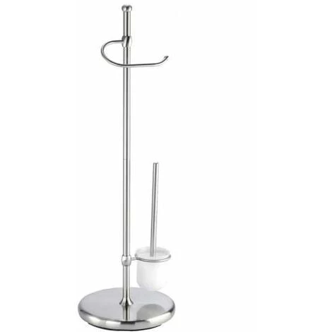 WENKO Serviteur WC 2en1 Adiamo, Brosse WC Et Dérouleur Papier Toilette, Acier - Verre, 28x88x28 Cm, Mat - Mat 3 WENKO Serviteur WC 2en1 Adiamo, Brosse WC Et Dérouleur Papier Toilette, Acier - Verre, 28x88x28 Cm, Mat - Mat