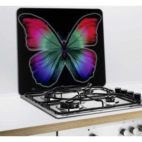 WENKO Fond De Hotte, Crédence Cuisine En Verre, "Papillons", Verre Trempé, 50x56 Cm, Multicolore 5 WENKO Fond De Hotte, Crédence Cuisine En Verre, "Papillons", Verre Trempé, 50x56 Cm, Multicolore – Image 3