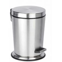 WENKO Petite Poubelle Salle De Bain, Poubelle Avec Mécanisme à Pédale Et Frein De Chute "easy Close", Capacité 5L, Acier Inox, 20x29,5x26,5 Cm, Mat - Satiné