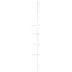 WENKO Etagère De Salle De Bain Télescopique Compact, 4 Paniers De Douche, Solution Sans Perçage, Fixation Par Torsion Et Réglable En Hauteur, Aluminium - Plastique, 26x78-275x19,5 Cm, Blanc