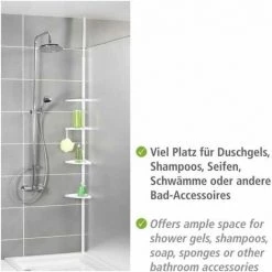 WENKO Etagère De Salle De Bain Télescopique Compact, 4 Paniers De Douche, Solution Sans Perçage, Fixation Par Torsion Et Réglable En Hauteur, Aluminium - Plastique, 26x78-275x19,5 Cm, Blanc -WENKO Soldes 6579230 5