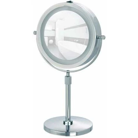 WENKO Miroir Grossissant X5 Lumi, Miroir Maquillage LED, Hauteur Réglable Sur Pied, Ø 13 Cm, Acier, 21x38-49x13,5 Cm, Chromé - Chromé 5 WENKO Miroir Grossissant X5 Lumi, Miroir Maquillage LED, Hauteur Réglable Sur Pied, Ø 13 Cm, Acier, 21x38-49x13,5 Cm, Chromé - Chromé – Image 3