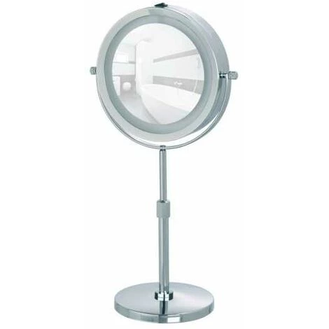 WENKO Miroir Grossissant X5 Lumi, Miroir Maquillage LED, Hauteur Réglable Sur Pied, Ø 13 Cm, Acier, 21x38-49x13,5 Cm, Chromé - Chromé 6 WENKO Miroir Grossissant X5 Lumi, Miroir Maquillage LED, Hauteur Réglable Sur Pied, Ø 13 Cm, Acier, 21x38-49x13,5 Cm, Chromé - Chromé – Image 4