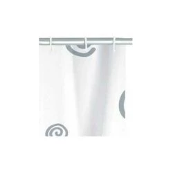 WENKO Rideau De Douche Original Escargot, Rideau De Douche 180x200 Cm, Lavable En Machine Et Waterproof, 12 Anneaux Rideau De Douche En Plastique Blanc Inclus, Polyester, 180x200 Cm, Gris - Blanc - Blanc -WENKO Soldes 6579250 3