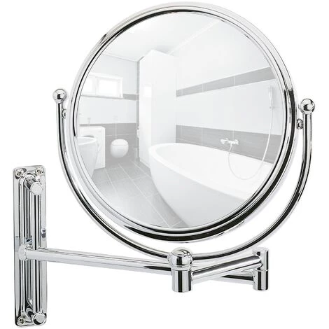 WENKO Miroir Grossissant X5 Deluxe, Miroir Maquillage Mural, Hauteur Réglable, Ø 19 Cm, Acier, 23x28,5x33 Cm, Chromé - Chromé 3 WENKO Miroir Grossissant X5 Deluxe, Miroir Maquillage Mural, Hauteur Réglable, Ø 19 Cm, Acier, 23x28,5x33 Cm, Chromé - Chromé