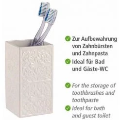 WENKO Gobelet Salle De Bain, Porte Brosse à Dent Cordoba, Céramique à Relief, 6,5x12x6,5 Cm, Blanc - Blanc 9 WENKO Gobelet Salle De Bain, Porte Brosse à Dent Cordoba, Céramique à Relief, 6,5x12x6,5 Cm, Blanc - Blanc -WENKO Soldes 6579256 3