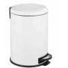 WENKO Poubelle Salle De Bain Leman 20L, Poubelle à Pédale Avec Frein De Chute Easy Close, Acier Inox, 30,5x44x37,5 Cm, Blanc - Blanc