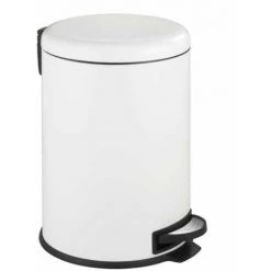 WENKO Poubelle Salle De Bain Leman 20L, Poubelle à Pédale Avec Frein De Chute Easy Close, Acier Inox, 30,5x44x37,5 Cm, Blanc - Blanc