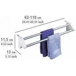WENKO Etendoir Radiateur Twin, Séchoir à Linge Radiateur, étendoir Télescopique, Aluminium, 62-110x12,8x11,6 Cm, Gris -WENKO Soldes 6579265 4