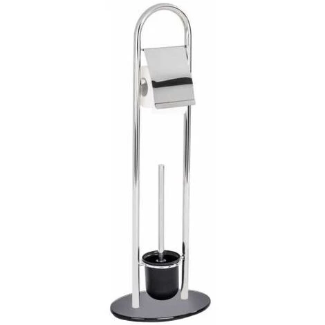 WENKO Ensemble WC 2en1 Brosse WC Et Dérouleur Papier Toilette, Atlanta, Acier Inox - Verre Trempé, 28x78,5x20,5 Cm, Brillant - Noir 3 WENKO Ensemble WC 2en1 Brosse WC Et Dérouleur Papier Toilette, Atlanta, Acier Inox - Verre Trempé, 28x78,5x20,5 Cm, Brillant - Noir