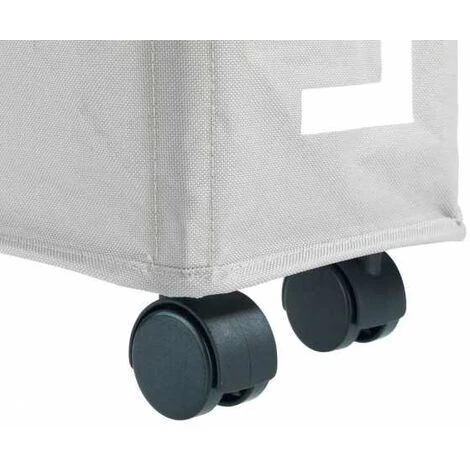 WENKO Panier à Linge étroit "Laundry", Panier Linge Roulettes, Corno, Capacité 43 L, Polyester, 18.5x60x40 Cm, Taupe - Gris - Taupe 7 WENKO Panier à Linge étroit "Laundry", Panier Linge Roulettes, Corno, Capacité 43 L, Polyester, 18.5x60x40 Cm, Taupe - Gris - Taupe – Image 5