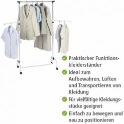 WENKO Penderie Vêtements Avec Portant Vêtement Rotatif, Trio, 4 Roulettes, H118-165 Cm 9 WENKO Penderie Vêtements Avec Portant Vêtement Rotatif, Trio, 4 Roulettes, H118-165 Cm -WENKO Soldes 6579299 3
