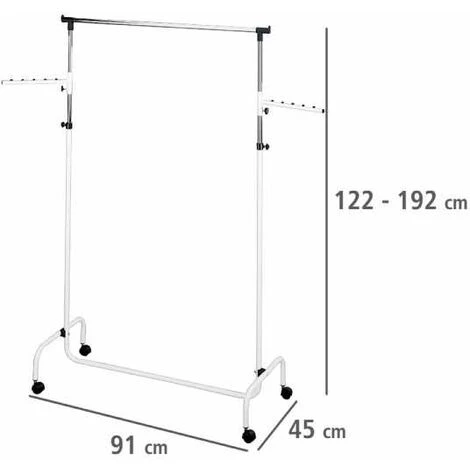 WENKO Penderie Vêtements Avec Portant Vêtement Rotatif, Trio, 4 Roulettes, H118-165 Cm 6 WENKO Penderie Vêtements Avec Portant Vêtement Rotatif, Trio, 4 Roulettes, H118-165 Cm – Image 4
