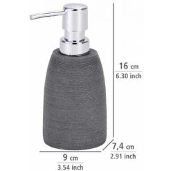 WENKO Distributeur Savon Liquide Goa, Capacité 210 Ml, Polyrésine, Ø 7,4x10,5 Cm, Gris - Gris -WENKO Soldes 6579311 3