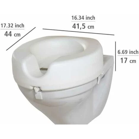 WENKO Rehausseur WC Adulte, Rehausseur WC 12 Cm, Secura, Capacité De Charge 150kg, Plastique, 41.5x17x44 Cm, Blanc - Blanc 5 WENKO Rehausseur WC Adulte, Rehausseur WC 12 Cm, Secura, Capacité De Charge 150kg, Plastique, 41.5x17x44 Cm, Blanc - Blanc – Image 3