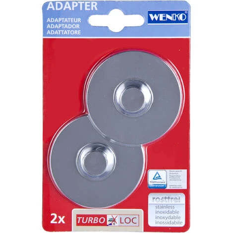 WENKO Adaptateur Turbo-Loc Pour Série Premium Classic Et Style, Lot De 2, Fixation Sans Perçage - Pastilles Adhésives, Fixation Extrêmement Forte Sur Toutes Les Surfaces Lisses, Plastique, Ø 6,3x1,4 Cm, Brillant - Chromé 3 WENKO Adaptateur Turbo-Loc Pour Série Premium Classic Et Style, Lot De 2, Fixation Sans Perçage - Pastilles Adhésives, Fixation Extrêmement Forte Sur Toutes Les Surfaces Lisses, Plastique, Ø 6,3x1,4 Cm, Brillant - Chromé