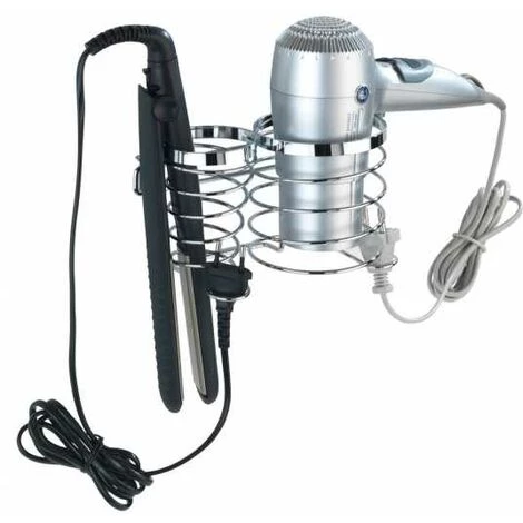 WENKO Porte Sèche Cheveux Et Lisseur Mural Premium, Support Sèche Cheveux Et Fer à Lisser, Acier Inox, 20x12x12 Cm, Brillant - Brillant 4 WENKO Porte Sèche Cheveux Et Lisseur Mural Premium, Support Sèche Cheveux Et Fer à Lisser, Acier Inox, 20x12x12 Cm, Brillant - Brillant – Image 2