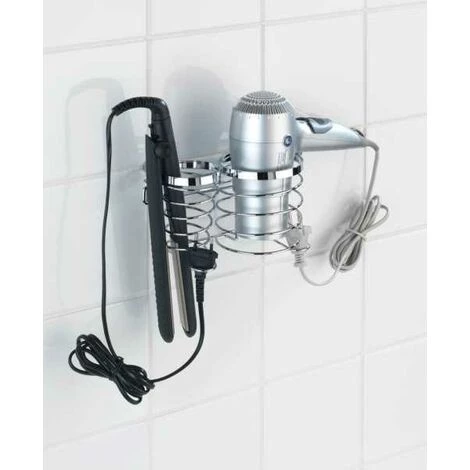 WENKO Porte Sèche Cheveux Et Lisseur Mural Premium, Support Sèche Cheveux Et Fer à Lisser, Acier Inox, 20x12x12 Cm, Brillant - Brillant 5 WENKO Porte Sèche Cheveux Et Lisseur Mural Premium, Support Sèche Cheveux Et Fer à Lisser, Acier Inox, 20x12x12 Cm, Brillant - Brillant – Image 3