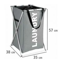 WENKO Panier à Linge Pliant Uno "Laundry", Panier à Linge Sale Avec Poignée De Transport, Capacité 52L, Polyester - Aluminium, 35x57x38 Cm, Gris 10 WENKO Panier à Linge Pliant Uno "Laundry", Panier à Linge Sale Avec Poignée De Transport, Capacité 52L, Polyester - Aluminium, 35x57x38 Cm, Gris -WENKO Soldes 6579346 4