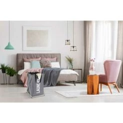 WENKO Panier à Linge Pliant Uno "Laundry", Panier à Linge Sale Avec Poignée De Transport, Capacité 52L, Polyester - Aluminium, 35x57x38 Cm, Gris 11 WENKO Panier à Linge Pliant Uno "Laundry", Panier à Linge Sale Avec Poignée De Transport, Capacité 52L, Polyester - Aluminium, 35x57x38 Cm, Gris -WENKO Soldes 6579346 5