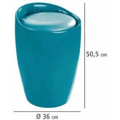 WENKO Tabouret Panier à Linge, Coffre à Linge Et Tabouret Salle De Bain Candy, Coussin Amovible, Plastique, 20 Litres, Ø 36x50,5 Cm, Turquoise - Pétrole -WENKO Soldes 6579356 3