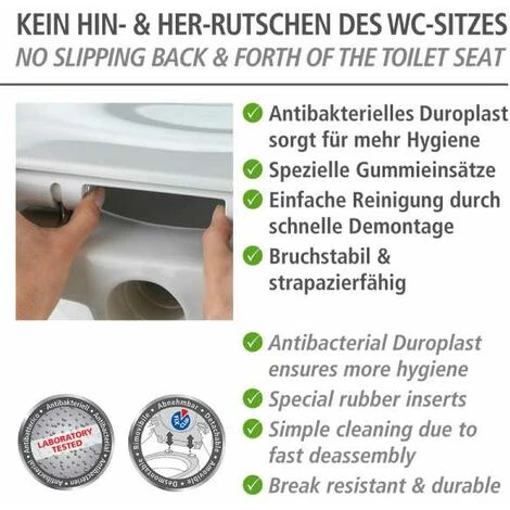 WENKO Abattant WC Avec Frein De Chute Premium Coquillage Blanc, Abattant WC Clipsable Avec Fixation En Acier Inox, Fix-Clip, Duroplast, 38 X 46 Cm, Blanc - Blanc 5 WENKO Abattant WC Avec Frein De Chute Premium Coquillage Blanc, Abattant WC Clipsable Avec Fixation En Acier Inox, Fix-Clip, Duroplast, 38 X 46 Cm, Blanc - Blanc – Image 3