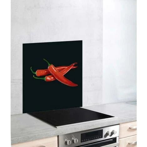 WENKO Fond De Hotte, Crédence Cuisine Verre "Hot Peperoni", Verre Trempé, 60x70 Cm, Multicolore 4 WENKO Fond De Hotte, Crédence Cuisine Verre "Hot Peperoni", Verre Trempé, 60x70 Cm, Multicolore – Image 2