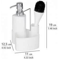 WENKO Organiseur Pour évier, Distributeur Liquide Vaisselle, Porte éponge, Goupillon, Empire, Céramique - Plastique, 11x19x12,5 Cm, Blanc - Blanc 9 WENKO Organiseur Pour évier, Distributeur Liquide Vaisselle, Porte éponge, Goupillon, Empire, Céramique - Plastique, 11x19x12,5 Cm, Blanc - Blanc -WENKO Soldes 6579374 3