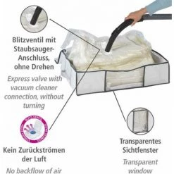 WENKO Housse Rangement Sous Vide Avec Boîte De Rangement, Soft Box M, 75% D'économie De Place, Protège Les Textiles De L'humidité Et Des Mites, Plastique, 65x50x15cm, Blanc - Transparent - Blanc -WENKO Soldes 6579377 3
