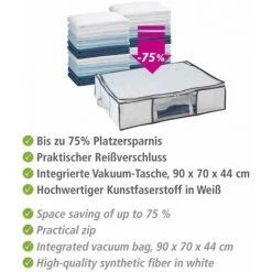 WENKO Housse Rangement Sous Vide Avec Boîte De Rangement, Soft Box M, 75% D'économie De Place, Protège Les Textiles De L'humidité Et Des Mites, Plastique, 65x50x15cm, Blanc - Transparent - Blanc -WENKO Soldes 6579377 4