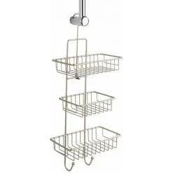 WENKO Etagère De Douche à Suspendre Sans Perçage, 3 Paniers De Douche, Milano, Acier, 25x62x14 Cm, Mat - Mat