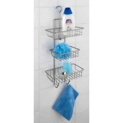 WENKO Etagère De Douche à Suspendre Sans Perçage, 3 Paniers De Douche, Milano, Acier, 25x62x14 Cm, Mat - Mat -WENKO Soldes 6579379 3
