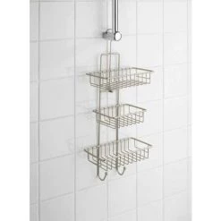 WENKO Etagère De Douche à Suspendre Sans Perçage, 3 Paniers De Douche, Milano, Acier, 25x62x14 Cm, Mat - Mat -WENKO Soldes 6579379 4