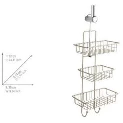 WENKO Etagère De Douche à Suspendre Sans Perçage, 3 Paniers De Douche, Milano, Acier, 25x62x14 Cm, Mat - Mat -WENKO Soldes 6579379 5