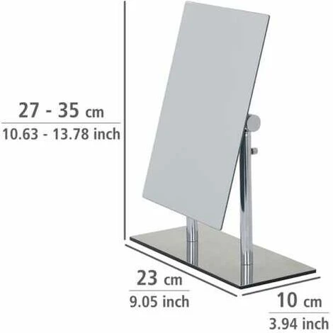 WENKO Miroir Sur Pied à Hauteur Réglable Pinerolo, Utilisation Horizontal Ou Vertical, Acier - Verre, 23x10x27-35 Cm, Chromé - Chromé 6 WENKO Miroir Sur Pied à Hauteur Réglable Pinerolo, Utilisation Horizontal Ou Vertical, Acier - Verre, 23x10x27-35 Cm, Chromé - Chromé – Image 4