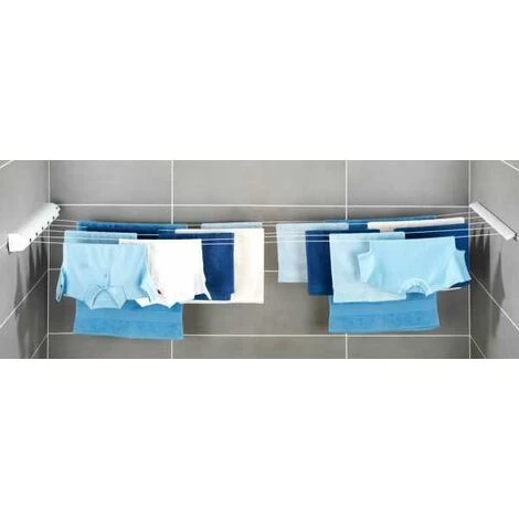WENKO Séchoir Mural Intérieur Et Extérieur, Etendoir à Linge Extensible Jusqu'à 4.2m, Plastique, 7x7x47,5 Cm, Blanc - Blanc 6 WENKO Séchoir Mural Intérieur Et Extérieur, Etendoir à Linge Extensible Jusqu'à 4.2m, Plastique, 7x7x47,5 Cm, Blanc - Blanc – Image 4