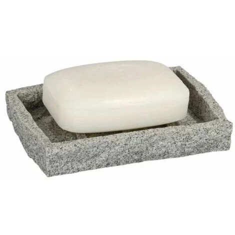 WENKO Porte Savon Granite, Polyrésine Effet Granit, 13,5x2,2x9,1 Cm, Gris - Gris 7 WENKO Porte Savon Granite, Polyrésine Effet Granit, 13,5x2,2x9,1 Cm, Gris - Gris – Image 5