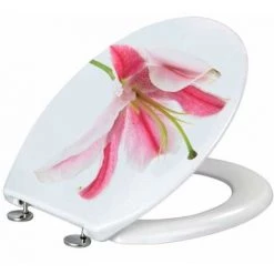 WENKO Abattant WC Original Orchidée, Abattant WC Avec Fixation Inox, Duroplast Antibactérien, 37.5 X 45 Cm, Multicolore -WENKO Soldes 6579417 3